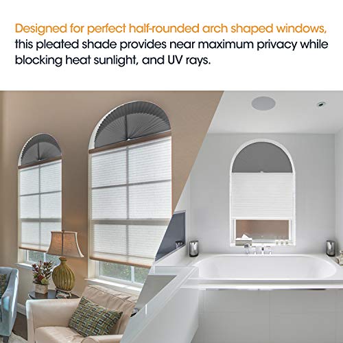Zipcase Arch Light Filtering Fabric Shade Pack of 2 fit for Perfect Half-Round Arch Windows No Tools Installation, Grey, 72" x 36"
