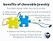Sensory Chew Necklace Premium Strength (2 Pack) for Boys, Girls, Kids and Adults. Great for Severe Chewers Autism, ADHD, Baby Teething, Silicone Puzzle Autism, Awareness Chewlery Yellow Blue