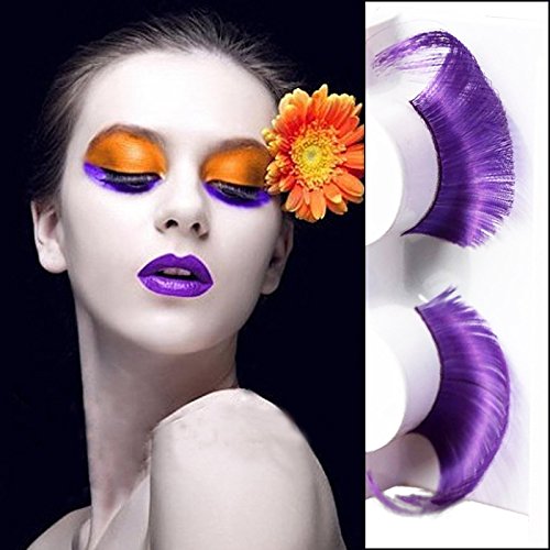 HiiBaby INSTANT GLAM LONG THICK FEATHER FALSE EYELASHES! FANCY DRESS PARTY FESTIVAL (Purple)