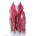 AN Summer Scarf for Women Fashion Leafy Lace Scarf With Tassels Dark Rose Pink