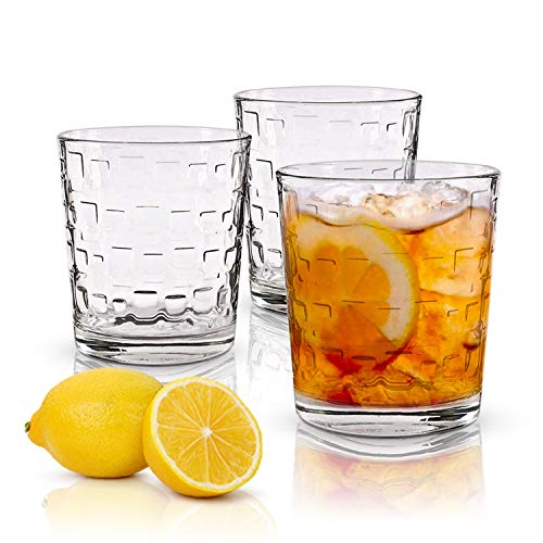 Emenest Clear Drinking Glasses (Set of 12) | Real Glassware with Heavy Base | 6 Highball and 6 Double Old Fashioned Drinkware | Mixed Tumbler Set For Water, Whiskey, Cocktails | Best Kitchen Gift