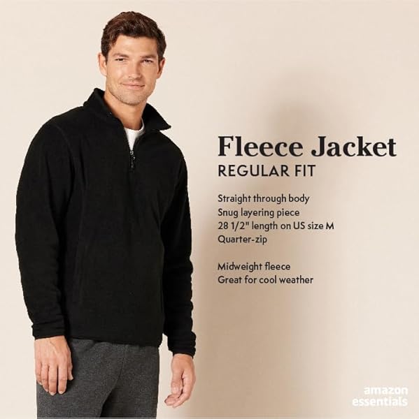 AMAZON ESSENTIALS MEN’S QUARTER-ZIP POLAR FLEECE JACKET – DISCONTINUED COLORS, BLACK RED BUFFALO CHECK, X-SMALL