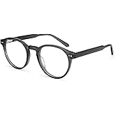 Dollger Blue Light Blocking Glasses For Woman Men Thick Acetate Frame Round Computer BlueLight Glasses Non-Prescription