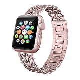 Apple Watch Band 38mm, Swees Jewelry Jewels Cowboy Style Stainless Steel Metal Link Replacement Wristbands for Apple Watch Series 1 , Series 2, Series 3, Sports & Edition Women Girls, Rose Gold