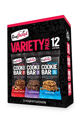 FlapJacked Soft Baked Cookie Bar Variety, 12 count | Protein Snack Bar | Prebiotics + Probiotics | Gluten-Free