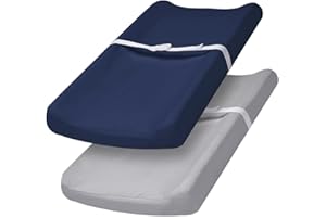 PHF Baby Changing Pad Covers for Boys Girls, 2 Pack Ultra Soft Breathable Microfiber Changing Pad Table Sheets for Most Baby Changing Pads, Light Grey & Navy