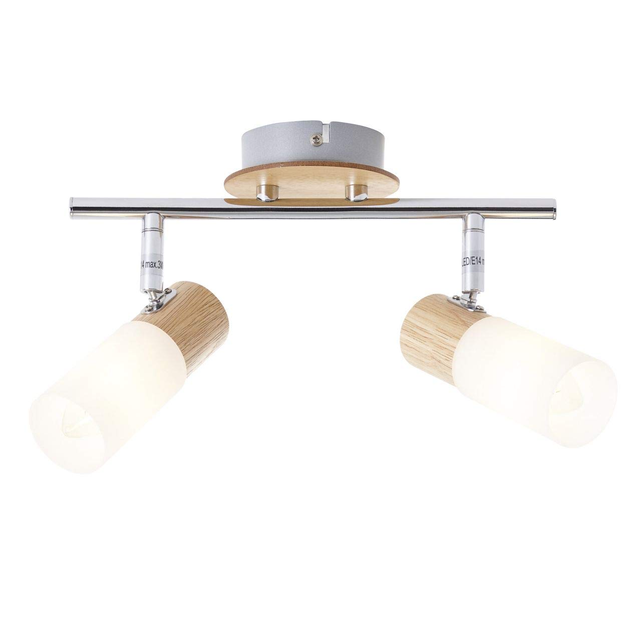 Brilliant Babsan 51413/50 Ceiling Light 2-Bulb E14 3.5 W Metal/Wood/Plastic Clear/White