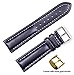 deBeer brand Breitling Style Oil Tanned Leather Watch Band (Silver & Gold Buckle) - Black 19mm