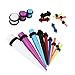 VCMART Coloured Ear Gauges Stretching Taper & Tunnel Plugs Kit 14G - 00G
