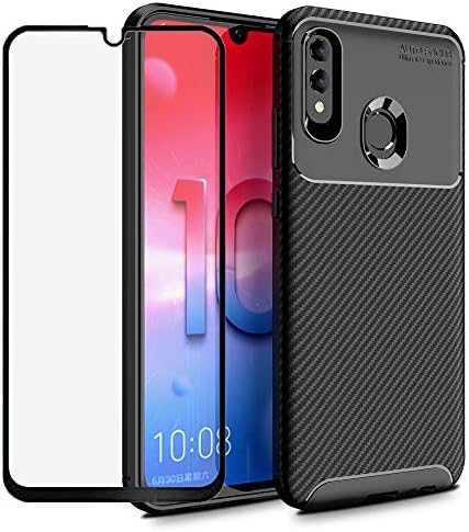 BestShare for Huawei P Smart 2019 / Huawei Honor 10 Lite Case, Slim fit Flexible Soft Gel TPU Case Anti-Slip Anti-Scratch Shockproof Cover + Tempered Glass Screen Protector,Black