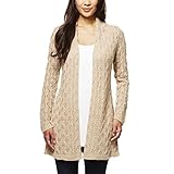 Leo & Nicole Ladies Pointelle Cardigan (X-Large, Linen (Tan))