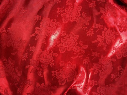 1 X Brocade Jacquard Satin Red 60 Inch Fabric By the Yard from The Fabric Exchange Â®