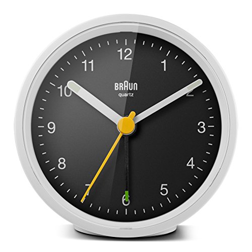 Braun clockBC12WB Classic Analogue Clock with Snooze and Light, Quiet