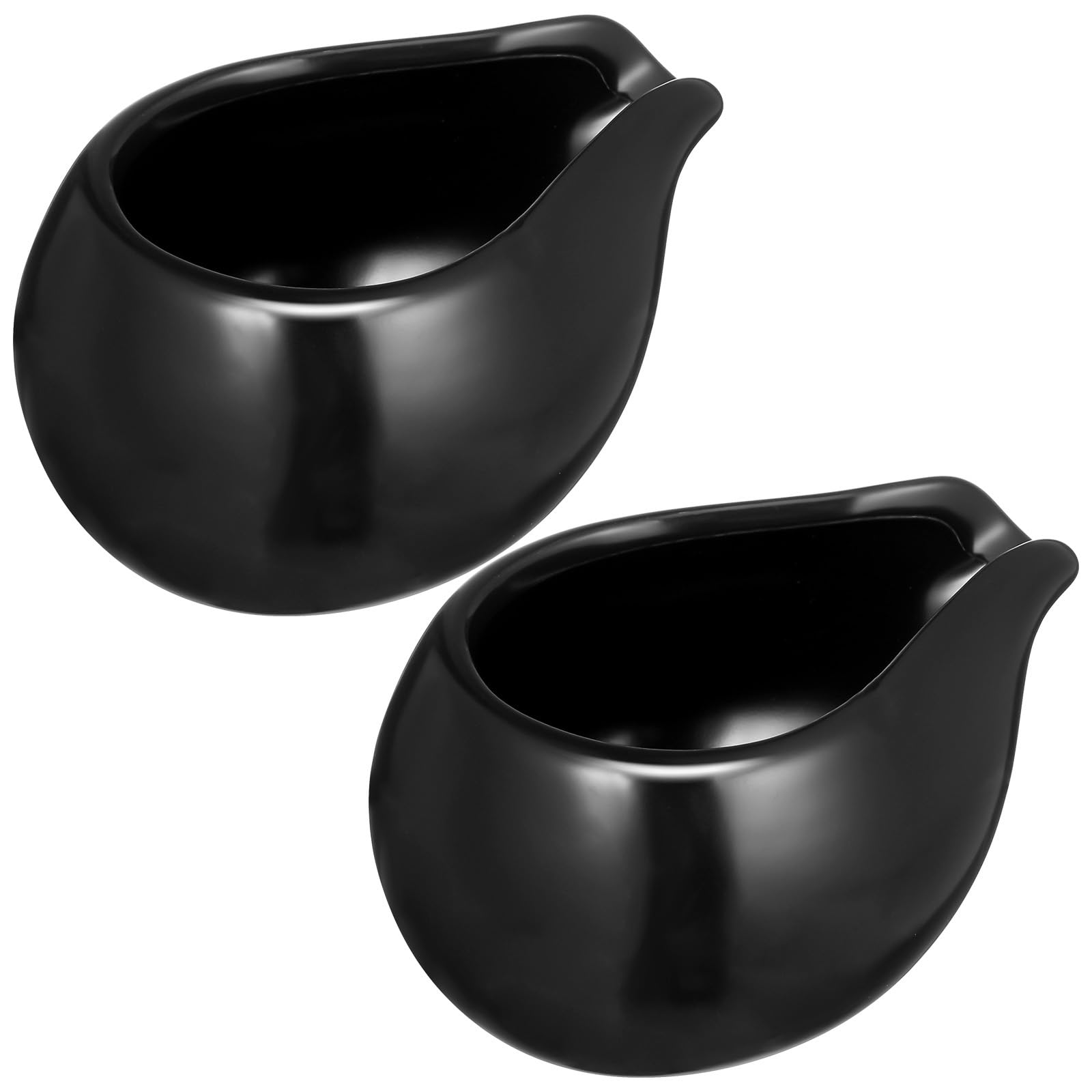 TOPBATHY Ceramic Milk Jug Set 2Pcs Small Round Mouth Creamer Pitchers for Coffee Honey Sauces Lightweight Kitchen Dining Table Use