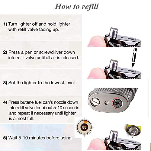 Cigar Cutter and Lighter Set, Cigar Punch Lighter Triple Jet Flame Butane Cigarette Torch Lighter (Gold) - Thumbnail 4