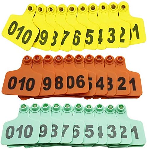 YAFENG Livestock Cattle Cow Ear Tag Signs Number Cow Ear Tags Typing Copper Head Earrings Animal Identification Card （Pack of 100pcs）(Cattle Tag)