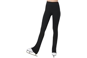 GNAINACH Girls Figure Skating Pants Soft Stretch High Waisted Practice Ice Skating Leggings for Kids Teen Workout Training