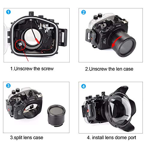 Meikon Underwater Camera Housing Case w/Wide Angle Lens Kit, 40M/130FT Waterproof Housing for Sony A7 II A7R II A7S II 28-70mm/ 24-70mm Lens