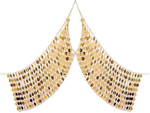 KANKOO Sexy Colorful Charm Symphony Adjustable Sequins Body Chain Body Jewelry Necklace for Ladies Girls (Blue, Gold, Red)