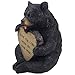 Decorative Sitting Black Bear Holding Faux Wood Heart Sign Statue for Rustic Spiritual Décor or Christian & Religious Decorations As Teddy Bear Valentine's Day Gifts for Women