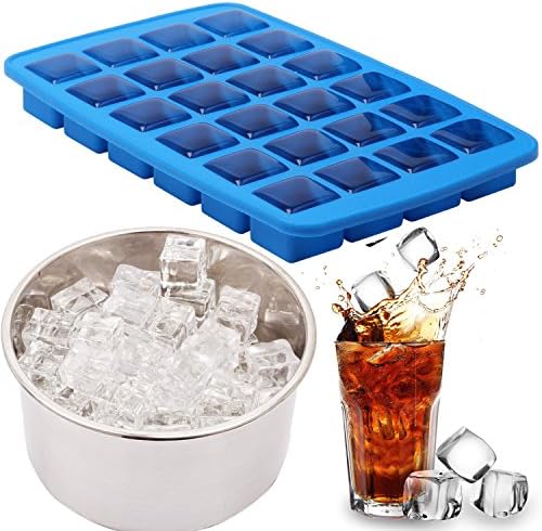 OMGD Square Cube 1.1 Inch Cube Silicone Ice Cube Tray - Ice Molds - Chocolate Mold - Candy Mold - Makes 24 Cubes (Blue)