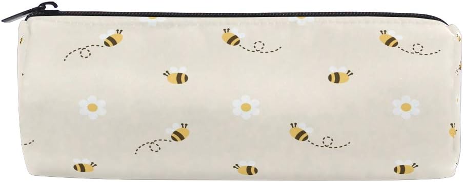 hengpai Bee Student Pencil Pen Bag Pouch Case Cosmetic Makeup Bag, Beige