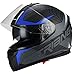 TRIANGLE Full Face Dual Visor Matte Black Street Bike Motorcycle Helmet (Medium, Matte Blue)