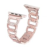 Secbolt Bling Bands for Apple Watch Band 38mm 42mm Stainless Steel Metal Replacement Wristband Sport Strap for Apple Watch Nike+, Series 3, Series 2, Series 1, Sport, Edition, 4 Colors Available