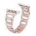 Secbolt Bling Bands Compatible Apple Watch Band 42mm 44mm iWatch Series 6 5 4 3 2 1 SE Women Dressy Jewelry D-link Stainless Steel Wristband Strap, Rose Gold