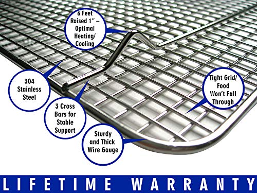 Cooling, Baking & Roasting Wire Racks for Sheet Pans - 100% Stainless Steel Metal Racks for Cooking - Dishwasher Safe, Rust Resistant, Heavy Duty (11.5" x 16.5" - Set of 2)