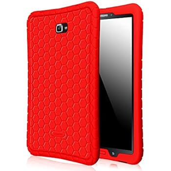 Fintie Silicone Case for Samsung Galaxy Tab A 10.1 (2016 NO S Pen Version), [Honey Comb Series] Light Weight Shock Proof Cover [Anti Slip] [Kids Friendly] for Tab A 10.1 Inch (SM-T580/T585/T587), Red