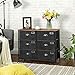 SONGMICS Fabric Drawer Dresser, Wide Storage Dresser with 6 Drawers, Industrial Closet Storage Drawers, with Metal Frame, Wooden Top, for Closet, Hallway, Nursery, Rustic Brown and Black ULVT23H