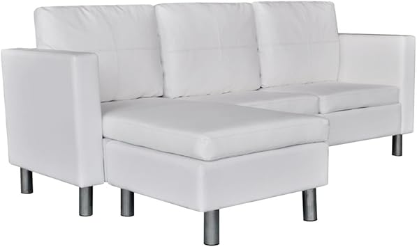 Amazon Com Vidaxl White Artificial Leather Sectional Sofa
