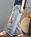 YESNO PW2 Women Casual Cropped Pants Loose Floral Jeans Ripped Fringed Embroidered Fringed Wide Leg