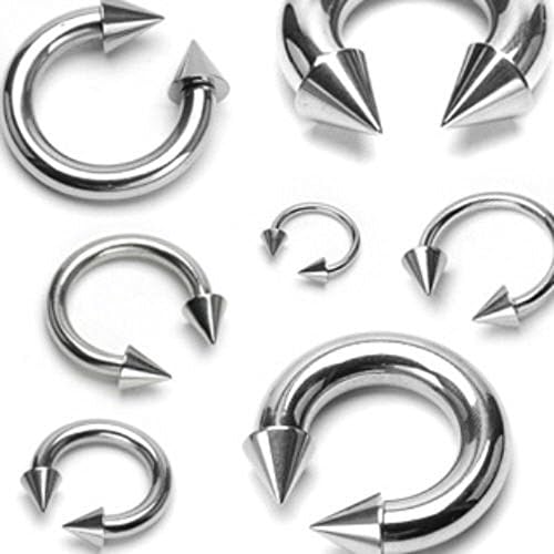 Lobal Domination 1pc Surgical Steel Circular Horseshoe Barbell with Spikes Lip Septum 18g Thru 2g Available