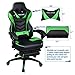 Gaming Chair Black Green for Adults with Footrest,High Back Swivel Computer Office Chair with Pillows and Lumber Support
