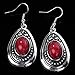YAZILIND Vintage Tibetan Silver Red Oval Turquoise Dangle Drop Hook Earrings Women Gift