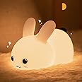 QANYI Kawaii Bunny Night Lights for Kids, 7 Color Light Silicone for Baby Nursery, Portable USB Rechargeable Bedside Lamp for Toddler's Room, Bunny Decor Kawaii Gifts for Child and Teen Girls