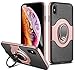 ELOVEN Ultra Slim Case for iPhone Xs Max Case with Metal Ring Holder Kickstand Shockproof Cover Antiscratch Dual Layer Nonslip Grip Protective Case for iPhone Xs Max 2018 6.5 Inches, Rose Glod