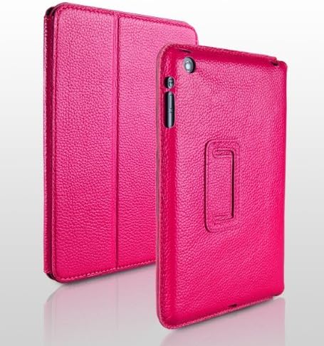 ZSquare Co-brand with Yoobao for iPad Mini Tablet , 100% Premium Executive Genuine Top-grain Leather Folio Case with Built-in Stand , Support Auto Wake/sleep Smart Cover Function (Best Selling Model) - Rose