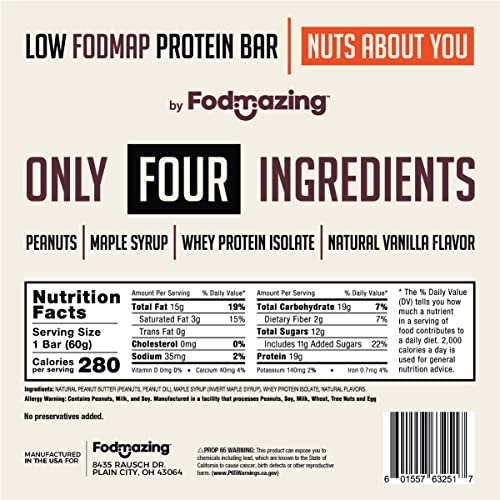 Fodmazing Fodmap Bars, Low Fodmap Protein Bar, Made With Four Simple