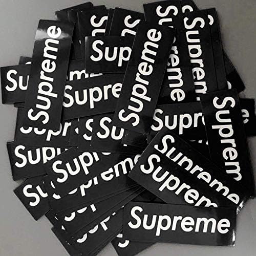 Supreme Sticker 8 PCS Supreme Waterproof and Oil Proof Sticker Decal for Skateboard Laptop Toy car Luggage (Red+Black) (RED+Black) (Black)