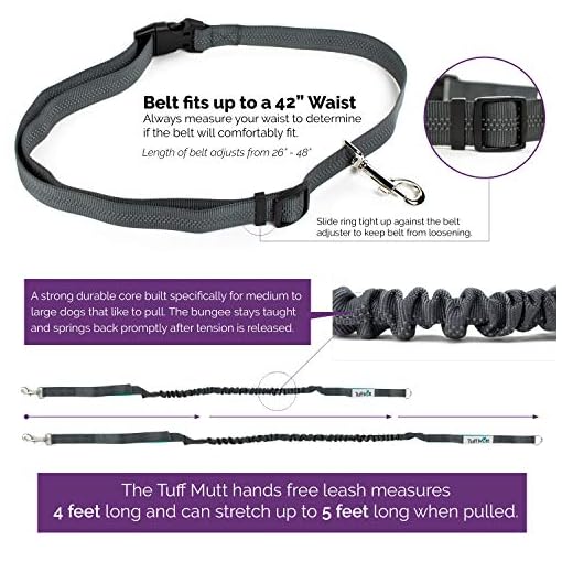 Tuff Mutt Hands Free Dog Leash for Running, Walking, Hiking, Durable