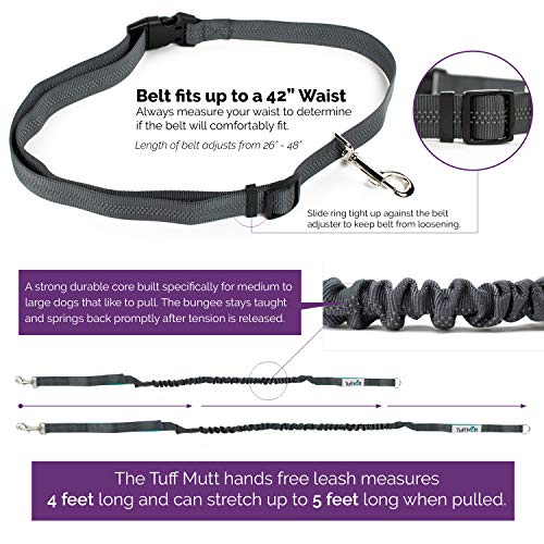 Tuff Mutt Hands Free Dog Leash for Running, Walking, Hiking, Durable
