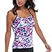 CharmLeaks Women's Floral Criss Back Geometry Tankini Top for UV Protection