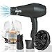 BERTA Professional Hair Dryer 1875W Negative Ions Hair Blow Dryer Far Infrared Heat 2 Speed and 3 Heat Setting AC Motor 3 Accessories (Updated)