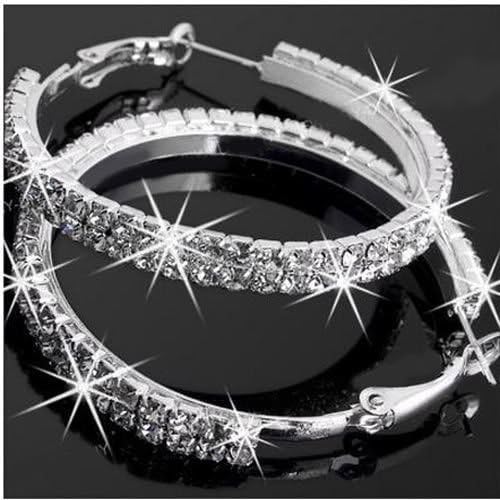 Flamboyantgoods Womens swarovski crystal earrings 14k white gold filled silver hoop earrings