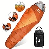 WhiteFang Sleeping Bag with Compression Sack,Lightweight and Waterproof for Adults Cold Weather,4 Season Mummy Sleeping Bags Great for Hiking, Backpacking,Camping