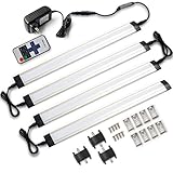 SUNTHIN (4 Panels) Warm White Dimmable LED Under Cabinet Lighting, Wireless RF Dimmer and Controller Included, Milk Cover