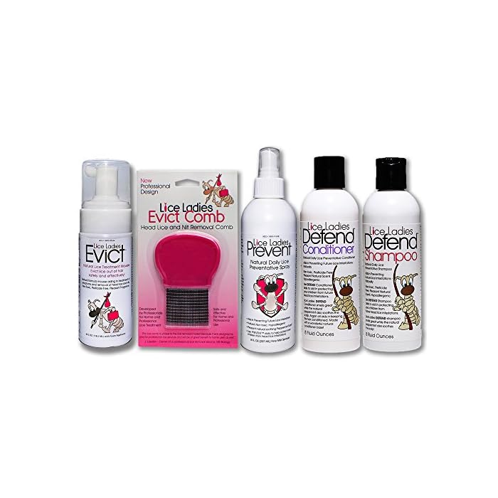 Lice Ladies Lice Treatment Pro Master Pack / 5 Product Combo/EVICT Lice Comb, EVICT, Prevent, Defend Lice Shampoo…